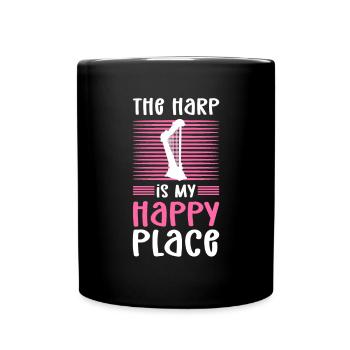 Die Harfe Ist Mein Glücksort. Harfenist. - Tasse einfarbig - Schwarz - Vorne