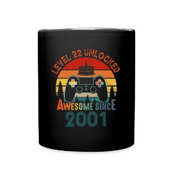 Level 22 Unlocked Awesome Since 2001 Funny Gamer - Full Colour Mug - black - Front