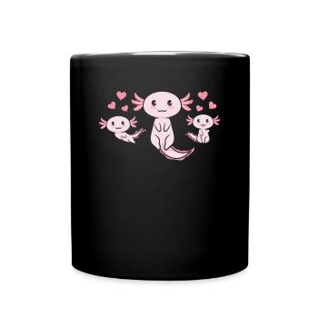 Axolotl avec cœurs Kawaii Axolotls Mignon Axolotls - Mug uni - noir - Devant