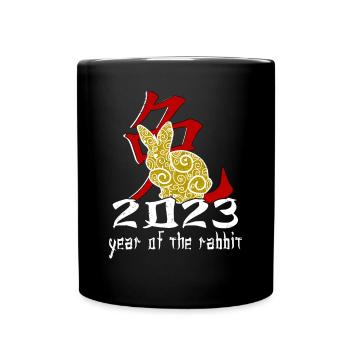 Personnage de lapin chinois Nouvel An 2023 - Mug uni - noir - Devant