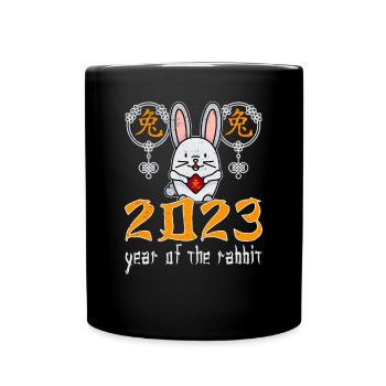 Personnage de lapin chinois Nouvel An 2023 - Mug uni - noir - Devant