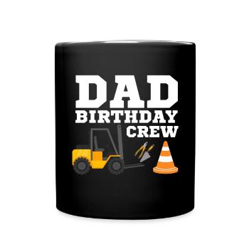 Papa Birthday Crew Construction Theme - Full Colour Mug - black - Front