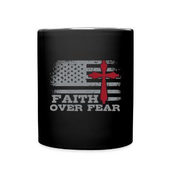 Foi à propos de la peur American Pride Religieuse - Mug uni - noir - Devant