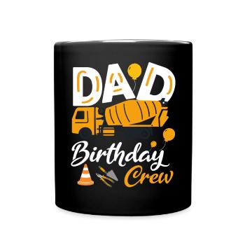 Papa Birthday Crew Construction Theme Birthday Party - Full Colour Mug - black - Front