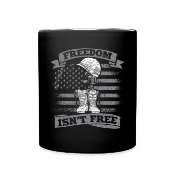 Freedom is not a Free Army veterans soldier - Full Colour Mug - black - Front