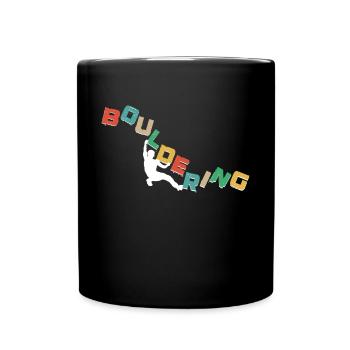 Bouldern, Klettern Freiklettern Kletterhalle - Tasse einfarbig - Schwarz - Vorne