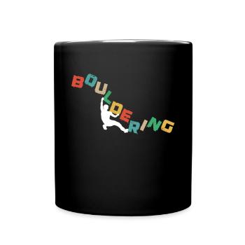 Bouldern, Klettern Freiklettern Kletterhalle - Tasse einfarbig - Schwarz - Vorne
