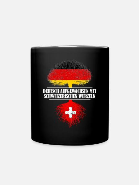 Deutsch mit schweizerischen Wurzeln - Tasse einfarbig - Schwarz
