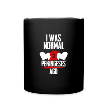 J’étais normal 2 Pékinois avant - Mug uni - noir - Devant