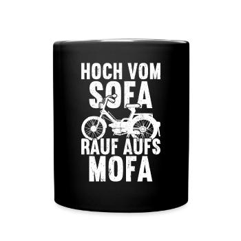 Mofa Mofas Moped Zweirad Mofafahrer Rollerfahrer - Tasse einfarbig - Schwarz - Vorne