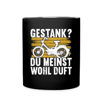 Mofa Mofas Moped Zweirad Mofafahrer Rollerfahrer - Tasse einfarbig - Schwarz - Vorne