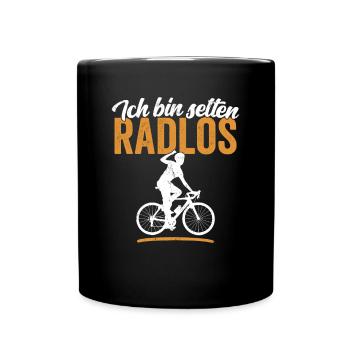 Ich bin selten radlos Biker Radfahrer Shirt - Tasse einfarbig - Schwarz - Vorne