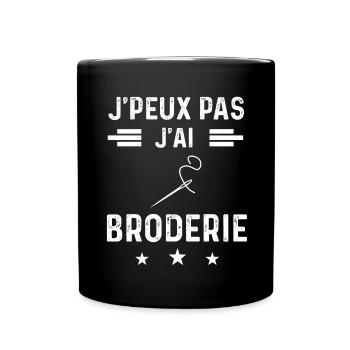 couture je peux pas j'ai broderie - Mug uni - noir - Devant