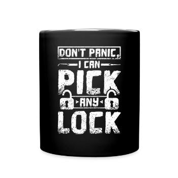 Don't panic I can pick any lock locksmith - Full Colour Mug - black - Front