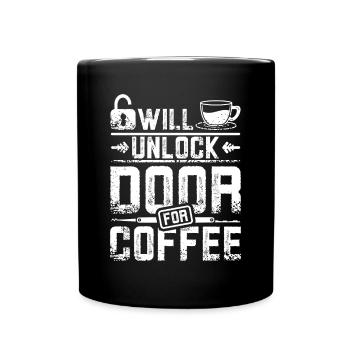 Will unlock door for coffee locksmith - Tasse einfarbig - Schwarz - Vorne