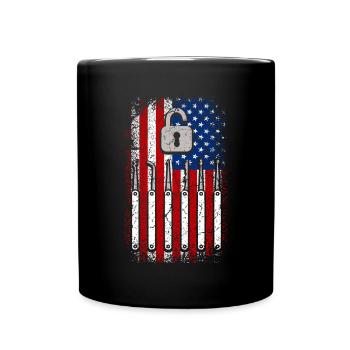 Usa American Flag Locksmith 4th of July - Full Colour Mug - black - Front