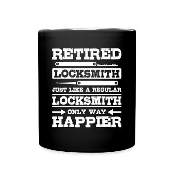 Happy retired locksmith - Full Colour Mug - black - Front