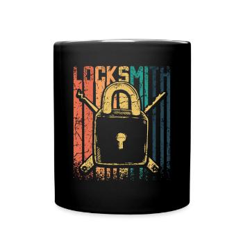 Retro Vintage Locksmith - Full Colour Mug - black - Front