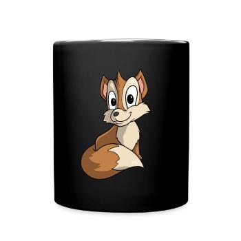 Niedlicher Cartoon Fuchs - Tasse einfarbig - Schwarz - Vorne