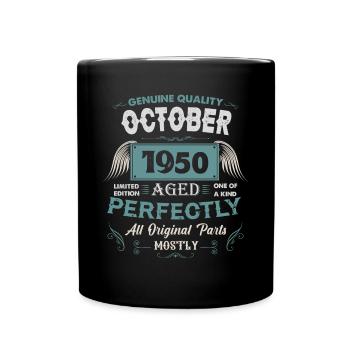 Oktober 1950 Vintage Geburtstag Geschenk - Tasse einfarbig - Schwarz - Vorne
