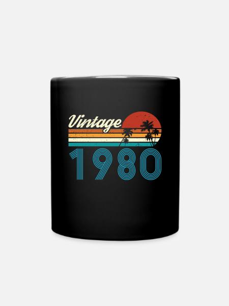 Vintage 1980 Vintage Anniversaire Rétro Vintage - Mug uni - noir