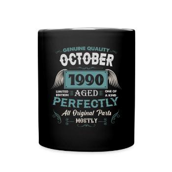 Oktober 1990 Vintage Geburtstag Geschenk - Tasse einfarbig - Schwarz - Vorne
