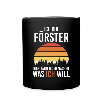 Waldarbeiter Holzfäller Waldarbeit Förster - Tasse einfarbig - Schwarz - Vorne