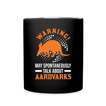 Warning Aardvark Gift Aardvark - Full Colour Mug - black - Front