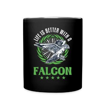 Life is better with a Falcon Falconer Falcon - Full Colour Mug - black - Front
