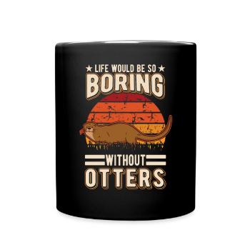 Otter Geschenk Fischotter Seeotter - Tasse einfarbig - Schwarz - Vorne