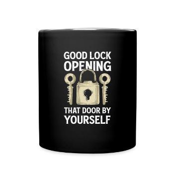 Bon château. Cueillette de serrure. Serrurier - Mug uni - noir - Devant
