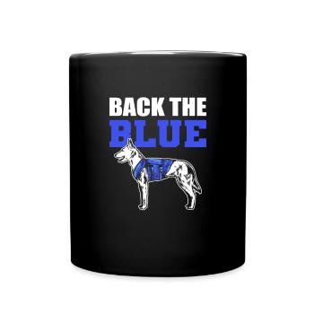 Back The Blue. Hundeführer. Polizeibeamter - Tasse einfarbig - Schwarz - Vorne