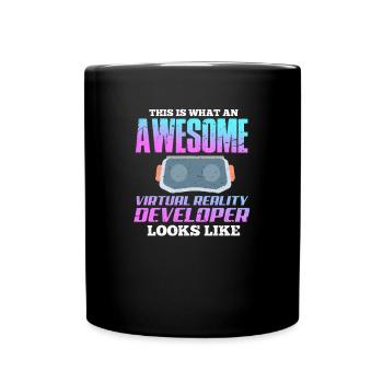 VR Virtual Reality Gamer Gift - Full Colour Mug - black - Front