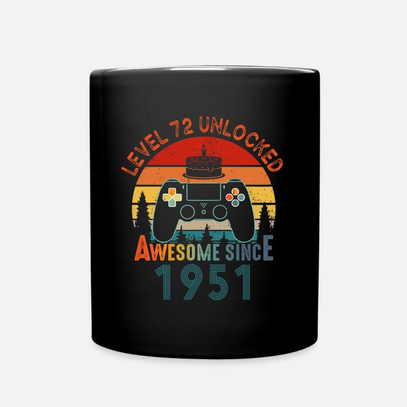 Level 72 Unlocked Awesome Since 1951 Funny Gamer - Full Colour Mug - black