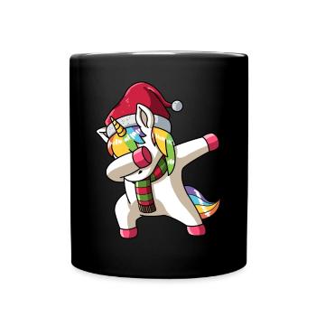 Dabbing Einhorn Weihnachten Dab Xmas - Tasse einfarbig - Schwarz - Vorne