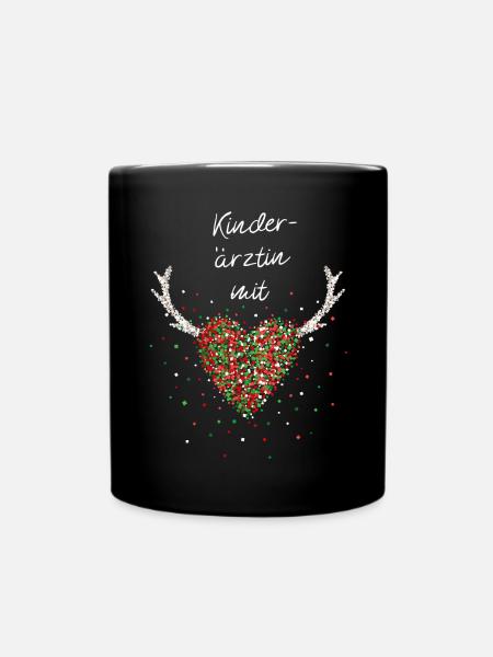 Kinderärztin Mit Herz Ärztin Nikolausmütze X-Mas - Tasse einfarbig - Schwarz
