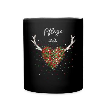 Pflegerin Mit Herz Pflege Weihnachtsgeschenk X-Mas - Tasse einfarbig - Schwarz - Vorne