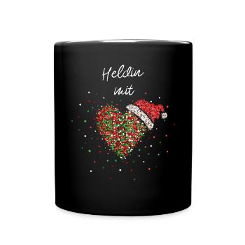 Heldin mit Herz Betreuung Weihnachtsgeschenk X-Mas - Tasse einfarbig - Schwarz - Vorne