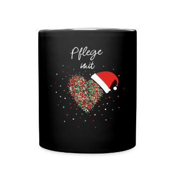 Pflegerin Mit Herz Altenpflegerin Weihnachtsoutfit - Tasse einfarbig - Schwarz - Vorne