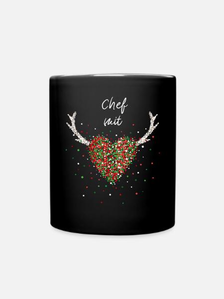 Chef mit Herz Boss Weihnachten Weihnachtsfeier - Tasse einfarbig - Schwarz