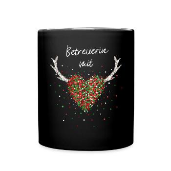 Betreuerin mit Herz Betreuung Weihnachtsoutfit - Tasse einfarbig - Schwarz - Vorne