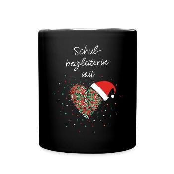 Schulbegleiterin mit Herz Weihnachtsoutfit X-Mas - Tasse einfarbig - Schwarz - Vorne