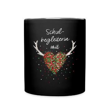 Schulbegleiterin mit Herz Wichtelgeschenk Wichteln - Tasse einfarbig - Schwarz - Vorne