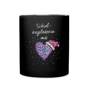 Schulbegleiterin mit Herz Weihnachten Wichteln - Tasse einfarbig - Schwarz - Vorne