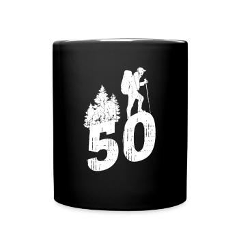 Wandern 50. Geburtstag Wanderer 50 Jahre Outdoor - Tasse einfarbig - Schwarz - Vorne