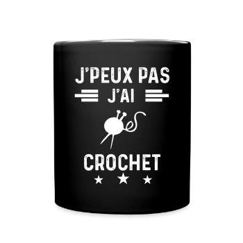 couture je peux pas j'ai crochet laine - Mug uni - noir - Devant