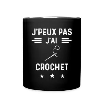 couture je peux pas j'ai crochet - Mug uni - noir - Devant