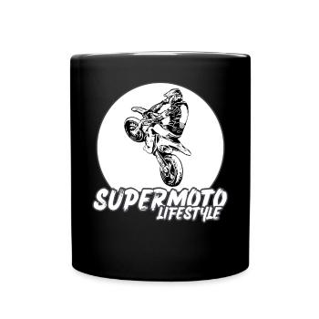 Supermoto / Supermotard / Supermoto Wheelie Biker - Full Colour Mug - black - Front
