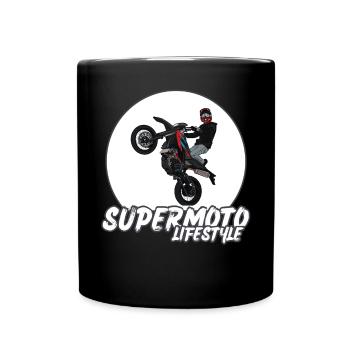 Supermoto / Supermotard / Supermoto Wheelie Biker - Full Colour Mug - black - Front