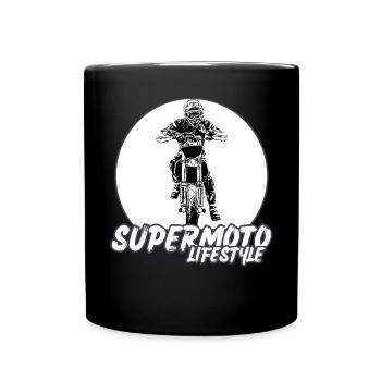 Supermoto / Supermotard / Supermoto Wheelie Biker - Full Colour Mug - black - Front